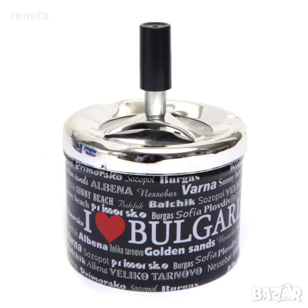 Пепелник Ahelos, Противовятърен, Метален, Черен, снимка 1