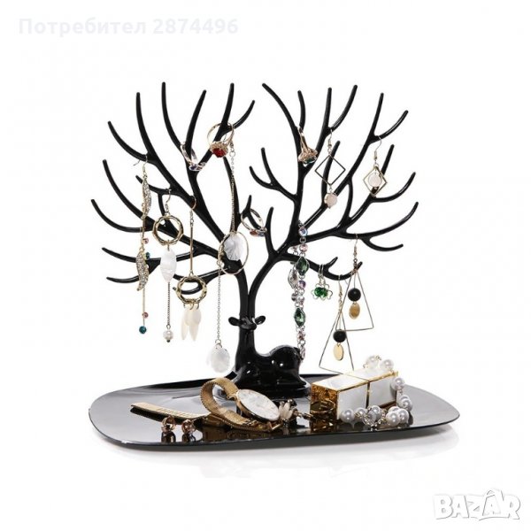 2194 СТОЙКА ЗА БИЖУТА ДЪРВО И ПОСТАВКА С ЕЛЕН, снимка 1