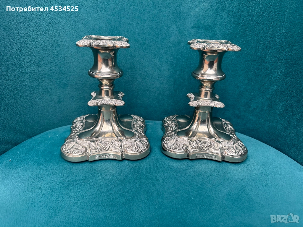 🕯️👑✨ Rococo Revival — Истинско английско съкровище, посребрени свещници (около 1900–1920 г.), снимка 1