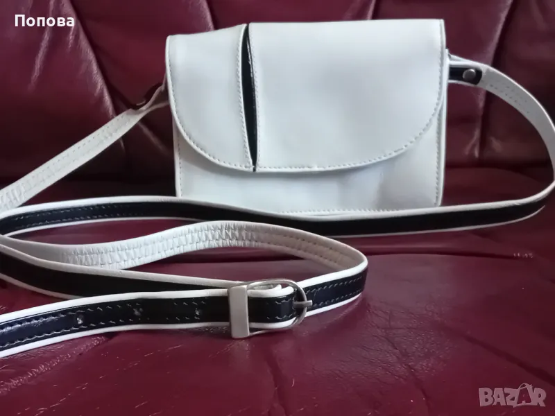 Бяла чанта естествена кожа малка, снимка 1