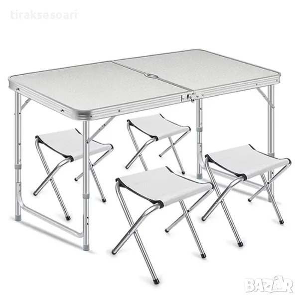 Сгъваема къмпинг маса с 4 стола, Маса със столове, Къмпинг комплект , снимка 1