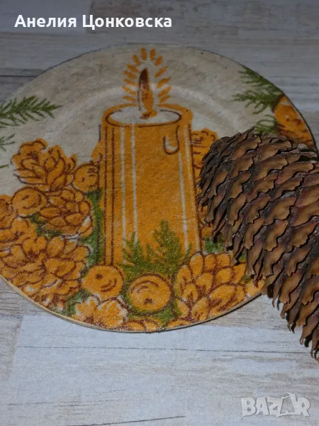 Коледни дърв. подложки с декупаж , снимка 1