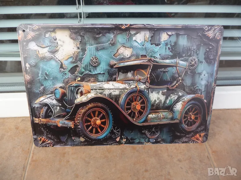 Метална табела кола стара картина декорация за подарък стена, снимка 1