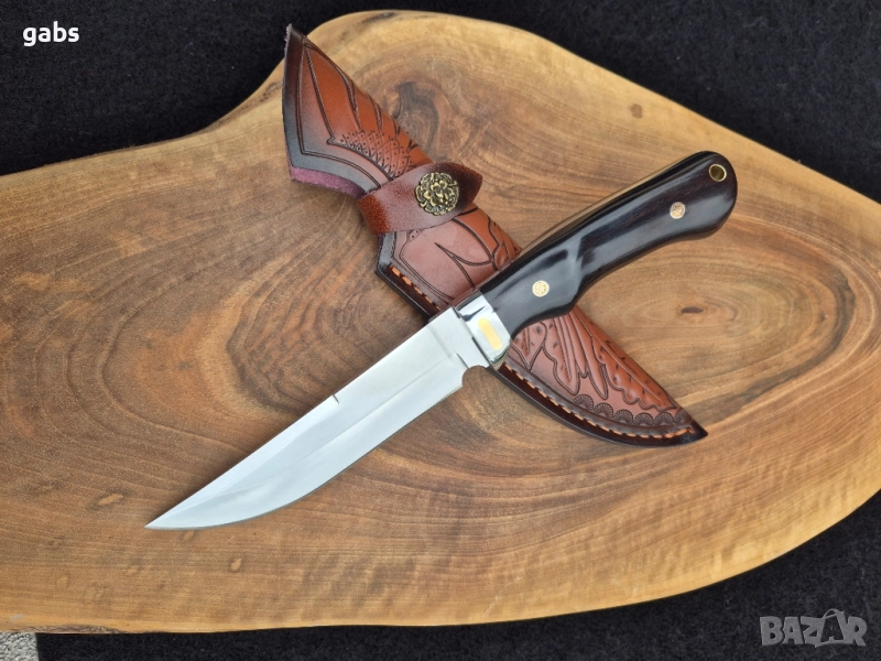 Ръчно изработен ловен нож с кожена кания LN424, снимка 1