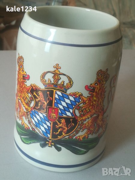 Немска халба за бира. Бавария. HUBER. Чаша. Герб. Germany. Голяма халба ...