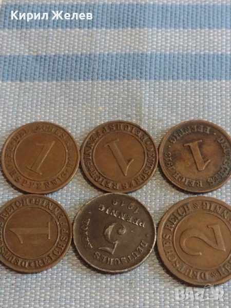 Лот монети 6 броя DEUTCHES REICH PFENNIG Германия за КОЛЕКЦИЯ ДЕКОРАЦИЯ 31522, снимка 1