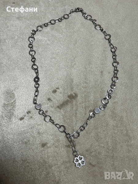 Сребърно колие с циркони, снимка 1