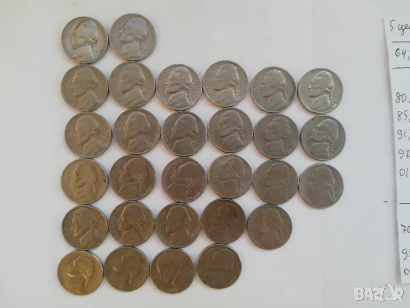 33 монети 5 цента Америка-USA 1964-2007 г. различни, снимка 1