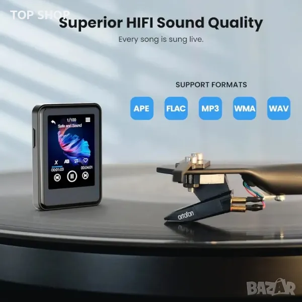 64GB Bluetooth 5.2 MP3 плейър с 2,4-инчов пълен сензорен екран, снимка 1