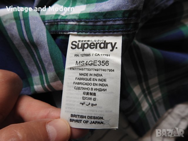 Superdry Карирана мъжка риза къс ръкав S/M (КАТО НОВА), снимка 10 - Ризи - 34209951