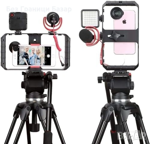 Нова Клетка стабилизатор за смартфон 3 cold shoe 2x 1/4” резба статив, снимка 7 - Чанти, стативи, аксесоари - 53744442