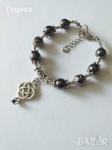 Красив комплект бижута с Хематит и символ Келтски Любовен възел в цвят сребро , снимка 4 - Бижутерийни комплекти - 41101369