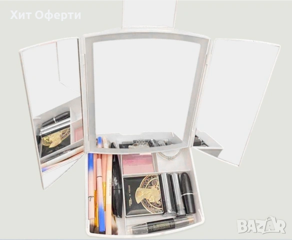 Мини LED огледало с органайзер за гримове , снимка 3 - Други - 53087628