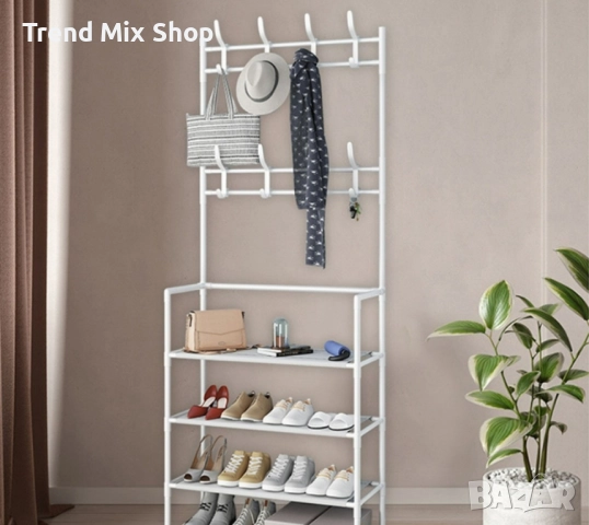 Многофункционална стойка за обувки, чанти и закачалка за връхни дрехи и др., снимка 12 - Други стоки за дома - 51479421