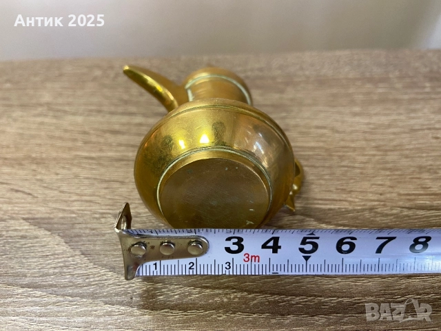 Винтидж месингов арабски кафеник (далла), декоративен, ~12 см, снимка 5 - Антикварни и старинни предмети - 52839019