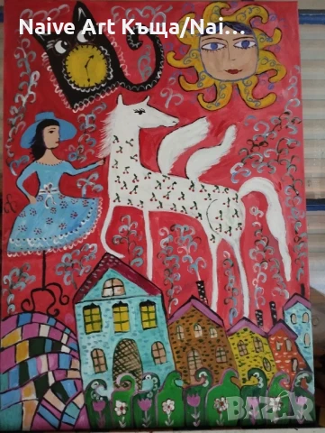 Картина платно маслени акрилни бои размер в.72/ Ш .52, снимка 2 - Картини - 51006976