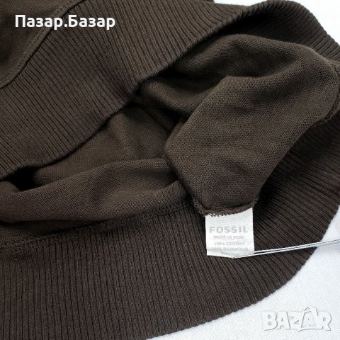 FOSSIL Supima Оригинален Памучен Пуловер Шал-Яка Плетена Блуза (L), снимка 6 - Пуловери - 38842653