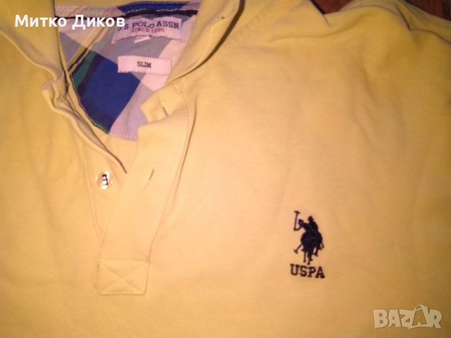 U S Polo Assn маркова тениска бродирано лого жълта памук размер реален Л, снимка 3 - Тениски - 44391345