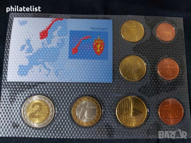 Пробен Евро сет - Норвегия 2004 от 8 монети, снимка 2 - Нумизматика и бонистика - 44265513