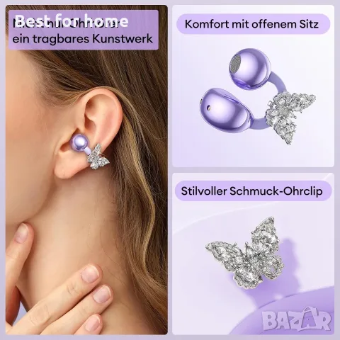 Слушалки с щипка за бижута, отворени, безжични Bluetooth 5.4 с интелигентен сензорен екран, 4.1 g, снимка 2 - Безжични слушалки - 55938266