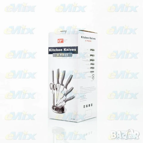 Комплект ножове 8 части на поставка, снимка 2 - Аксесоари за кухня - 50713510