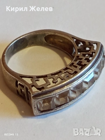 Сребърен пръстен с кубичен цирконий и орнаменти Гръцки ключ символизира вечността  47481, снимка 7 - Части - 53043971