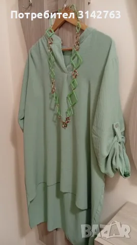 Дълга туника, цвят мента. XL/XXL, снимка 2 - Туники - 56085649