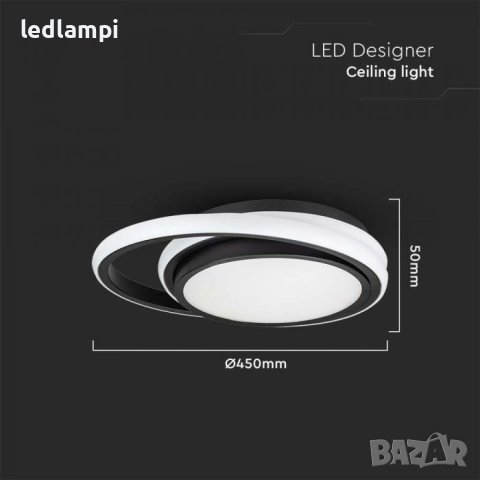 LED Плафониера 38W Черна Неутрално Бяла Светлина, снимка 4 - Лампи за таван - 41382762