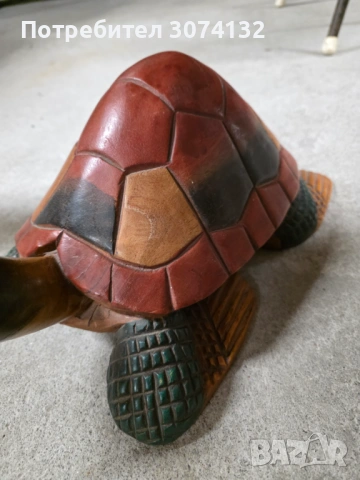 Ръчно изработена от дърво костенурка, снимка 4 - Градински мебели, декорация  - 53711748