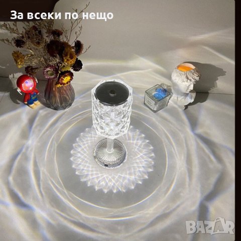 Настолна лампа, RGB LED, със сензорен димер, 3 нива на интензитет, акрилен кристал, презареждаема с , снимка 5 - Лед осветление - 42292306