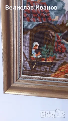 Немски гоблен в перфектно състояние с дървена рамка. , снимка 3 - Гоблени - 48081851