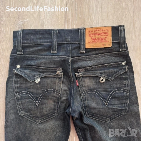 Дамски дънки Levi's 511 с ниска талия, тъмносиньо, избелели, накъсани,размер W29 L32, снимка 6 - Дънки - 52574627
