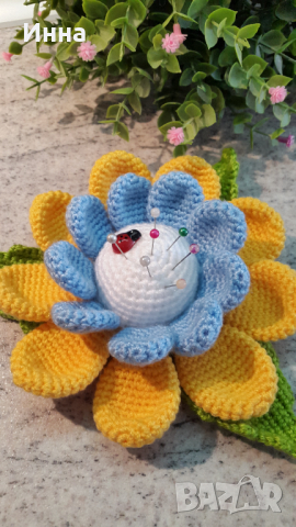 Плетена играчка Голямо цвете, Плетени, ръчно изработени. Перфектен подарък, снимка 11 - Романтични подаръци - 32418906