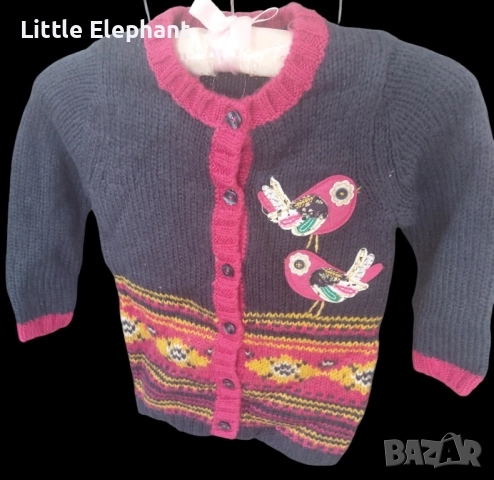 Дълга жилетка за 2-3 год мом с цветни копчета"Birds",Англия/нова, снимка 1