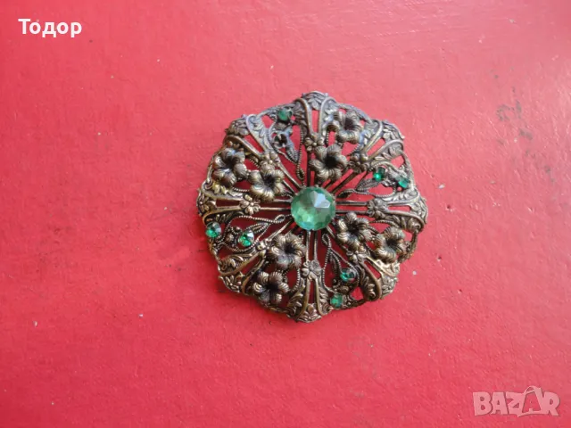 Позлатена брошка с камъни  33, снимка 5 - Други - 49125904