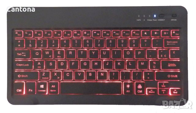 Безжична Bluetooth клавиатура с 7 цветна подсветка, акумулаторна батерия, метална основа, снимка 2 - Клавиатури и мишки - 40734425