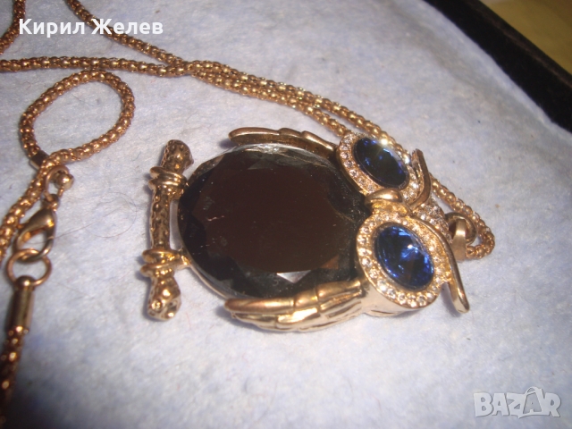 ПОЗЛАТЕНО КОЛИЕ МЕДАЛЬОН КРИСТАЛЕН БУХАЛ ВИНТИДЖ АРТ БИЖУ 24838, снимка 14 - Колиета, медальони, синджири - 36064036