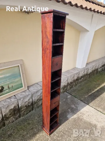 Страхотен висок антикварен дървен шкаф за дискове , снимка 5 - Антикварни и старинни предмети - 48530927