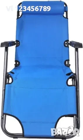 Сгъваем шезлонг, Син / СИВ/ 153x60x80 см, снимка 2 - Къмпинг мебели - 50693000