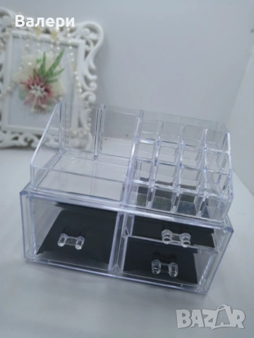 Практичен прозрачен органайзер за гримове в две части, снимка 2 - Други стоки за дома - 53209446