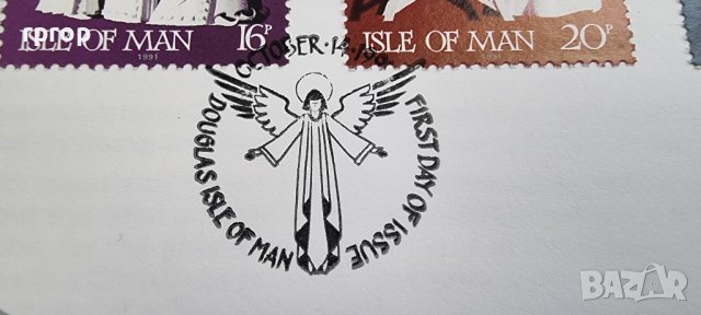   Нумизматичен плик. Остров  Mан. 1991 год. 50 пенса.  КОЛЕДНА  сцена на РОЖДЕСТВОТО . Рядка.монета., снимка 6 - Нумизматика и бонистика - 41021913