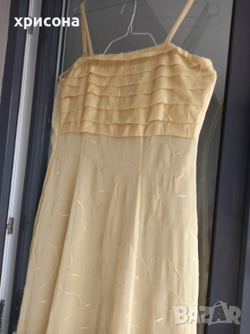 Бална(официална ) дълга рокля в пастелно жълто-зелено, снимка 3 - Рокли - 35935129