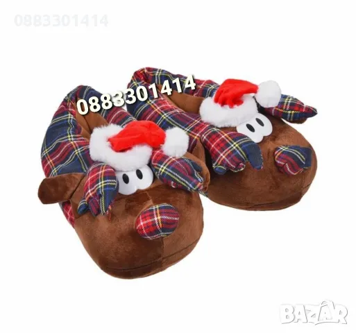 Пантофи куче с шапка Плюшени коледни пантофи 