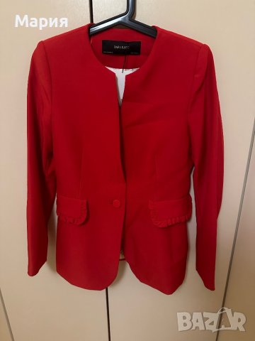 Дамско червено сако ZARA, снимка 3 - Сака - 42722821