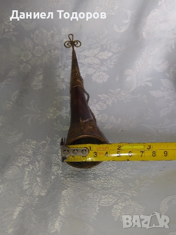 Стар Рог с Бронзов Обков, Чаша  от рог, снимка 9 - Декорация за дома - 49482747