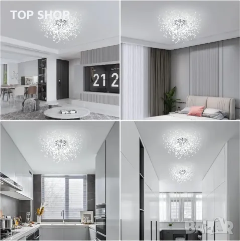 Модерен кристален полилей FORCOSO 6*G9 LED светлини, кристал K9, без крушки, снимка 9 - Полилеи - 49509149