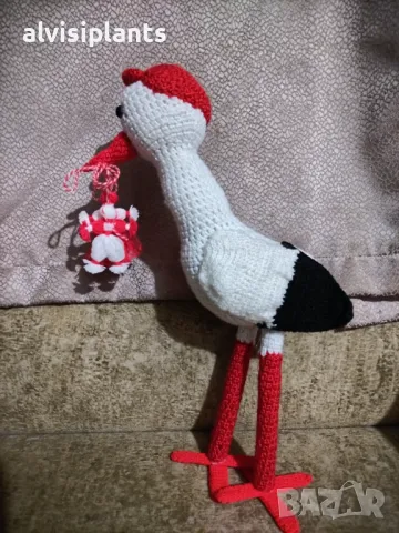 Щъркел играчка ръчна изработка 42 см , снимка 4 - Декорация за дома - 48809858