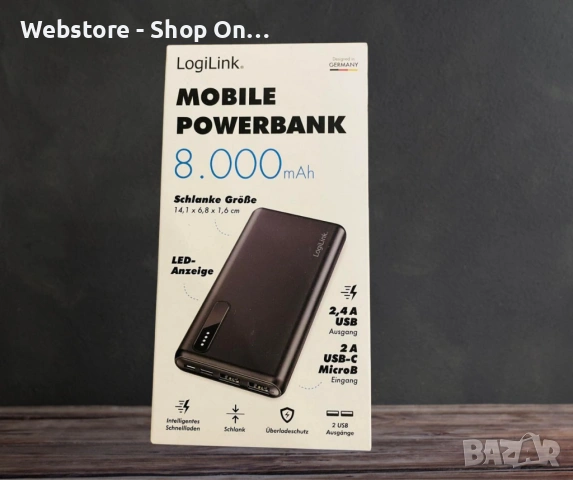 Преносима батерия, Mobile Powerbank, LogiLink, снимка 2 - Външни батерии - 53600673