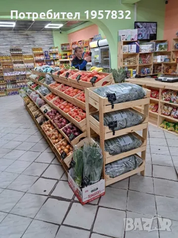 Дървени стелажи за магазини, заведения, плод и зеленчук, търговско оборудване, снимка 4 - Стелажи и щандове - 48951993