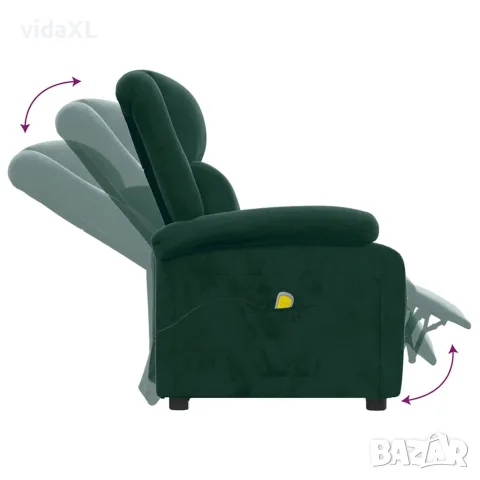 vidaXL Масажен стол, тъмнозелен, кадифе, снимка 6 - Маси - 56152636